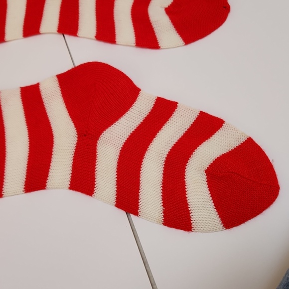 Vintage Knit Christmas Stockings Socks Retro Mid Century - Picture 4 of 9
